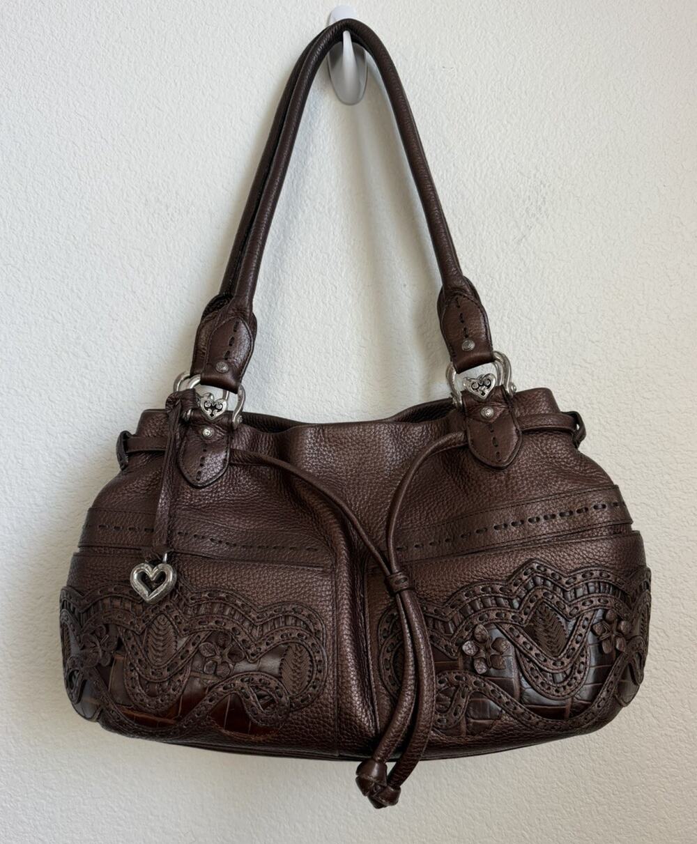 BRIGHTON LOLITA MASTERPIECE BRONZE 3D EMBROIDERED PURSE SHOULDER HANDBAG Y2k